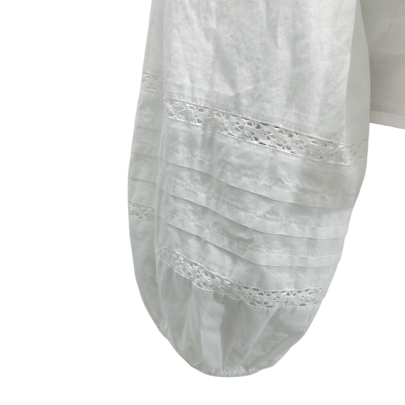 Aerie White Lace-Trim Blouse 100% Cotton Size M - Picture 5 of 11